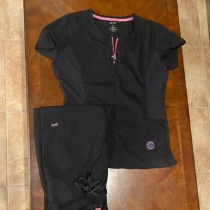 Koi pink and black scrub set